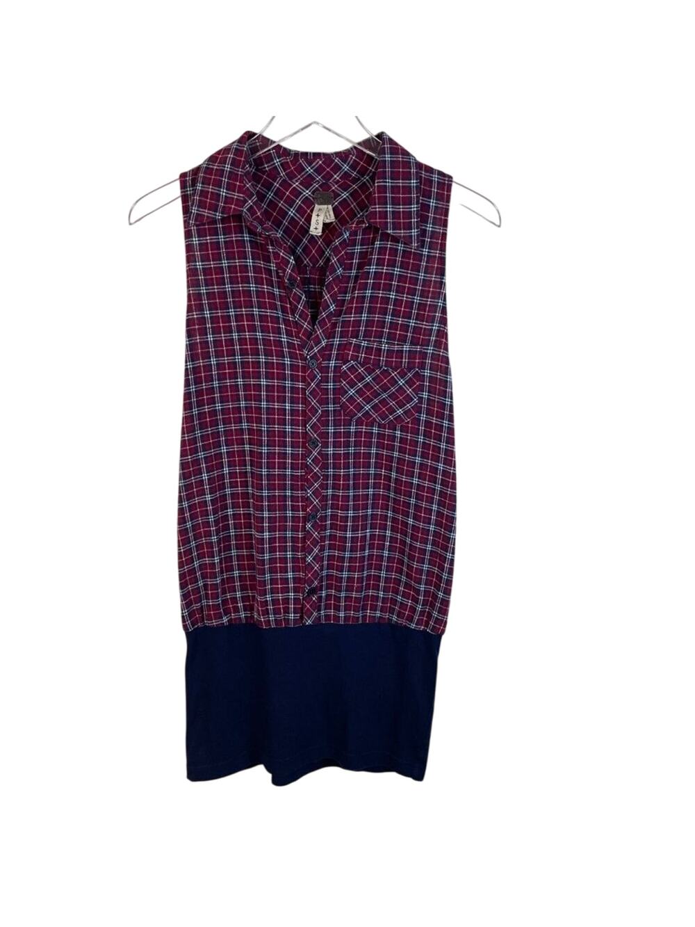 Free People We The Free Sleeveless Plaid Tunic Or Mini Dress Size Small